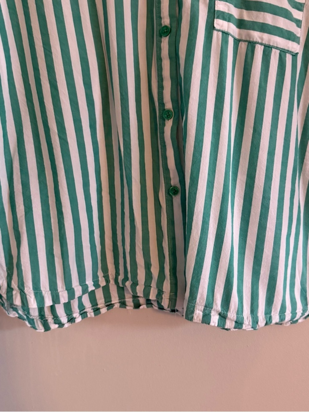 Striped Green & White Button-Down Shirt - Relaxed Fit - Picture 3 of 8